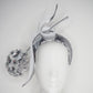 Disco Dandelion - -Silver sequinned 3d Headband with a silver dandelion and crinoline swirl