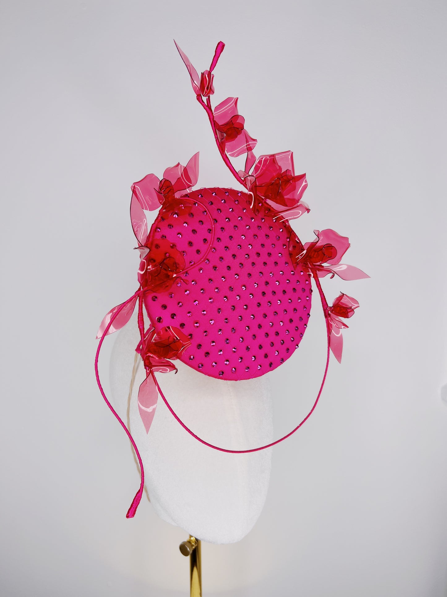 Rambling Roses - Fuchsia Curystoform rose and embellished Percher