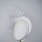 Little Bow Peep  -White cotton and raffia 3d headband with leather gold lurex edged bow