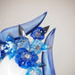 Blue without you - Blue wired headband with crinoline flourish and crystoform flower cascade