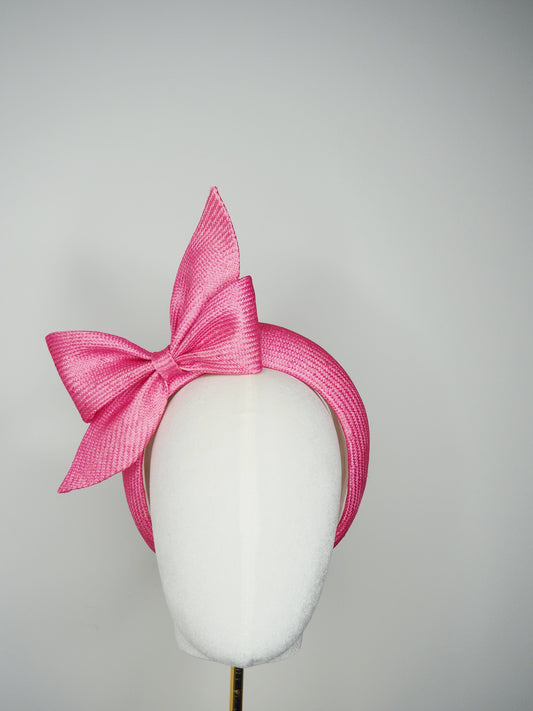Tied in a bow - Candy pink 3D headband with petite bow