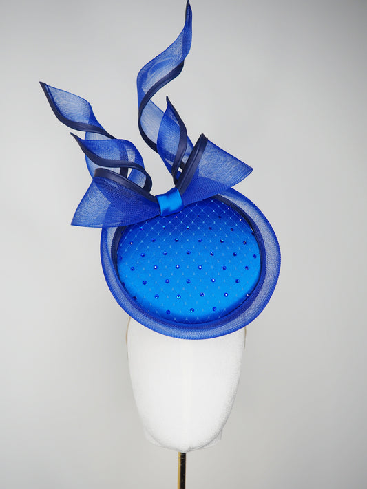 Sapphire Serenade - Blue wired bow percher with sapphire crystal detail