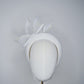 Little Bow Peep  -White cotton and raffia 3d headband with leather gold lurex edged bow