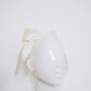 Hannah - Shantung silk bow with veil an crystal detial - off white