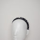 Zoe Pearl - Black Leather padded headband with pearl detail