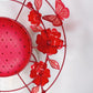 Crimson Dream - Red leather percher with wirework, cyrstald and crystofrom flower detail