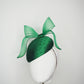 Windswept Miss Emerald -emerald fabric petite tear drop beret with embellished veiling detail and windswept crinoline (Copy)