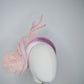 Sugar Swirl - Baby pink sparkly headband with feather flower and crinoline swirl