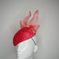 Watermelon Sugar- Watermelon coloured vintage straw cloth beret with leather edged flamingo pink crinoline bow.