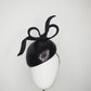 Baby Bow - Wired braid bow on a luxurious black fabric petite teardrop base
