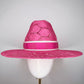 Isadora - Fuchsia honeycomb straw fedora