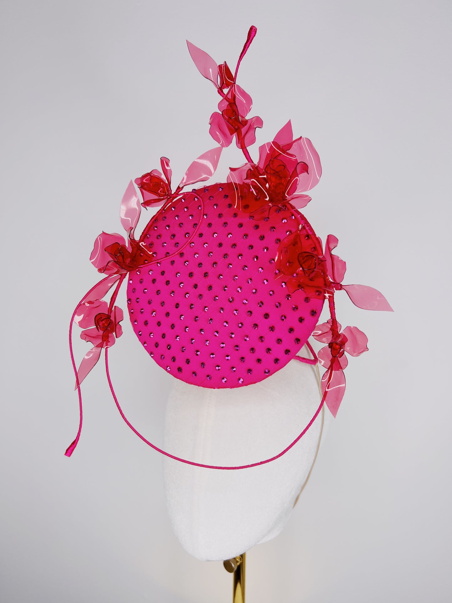 Rambling Roses - Fuchsia Curystoform rose and embellished Percher