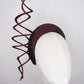 Chocolate swirl - Chocolate silk satin 3d headband with wired swirl and veil detail