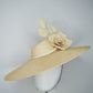 Nature in Bloom-Natural straw asymmetric brim hat with hand-sculpted rose and swirls