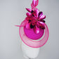 Magenta Muse - Magenta floral percher with crinoline veil and large flower