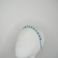 Alexa - Pale Sapphire glass bead and pearl headband with delicate iridescent effect
