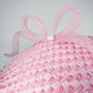 Pink Ribbon -Candy pink coolie brim crowned with a sculptural floating crinoline bow.