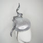 Lightning Strikes - Silver lurex and leather button with sculpted silver wired swirl