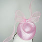 Pastel Polly - Windswept pink metallic fabric pork pie pillbox with a windswept crinoline bow