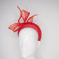 Little Bow Peep  - Red Leather 3d headband with leather edged bow and crystal detail