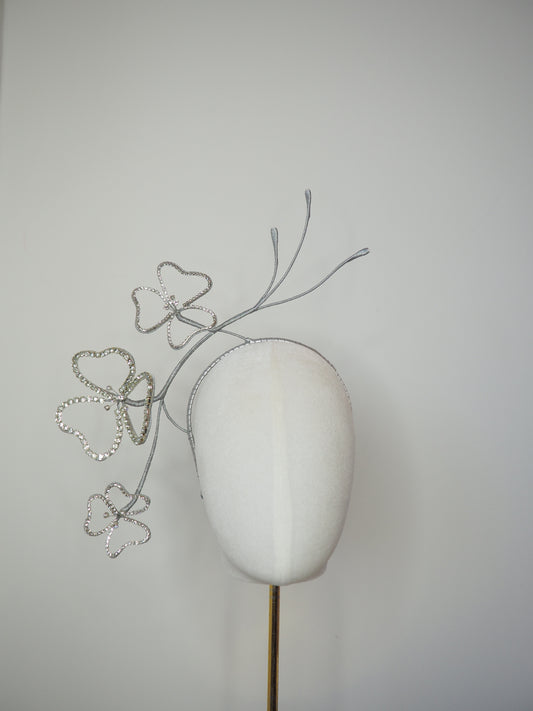 Crystal clover - wired crystal clover buds on a metallic wired headband