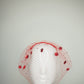 Blushing Bride - Red vintage straw pillbox with beaded sequin flower detail and crystal veil