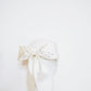 Hannah - Shantung silk bow with veil an crystal detial - off white