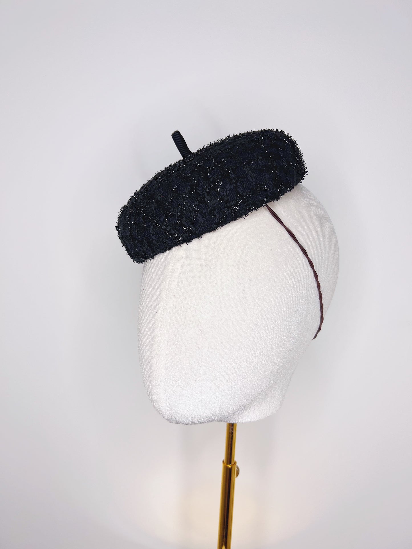 Noir - Tweed Button Beret