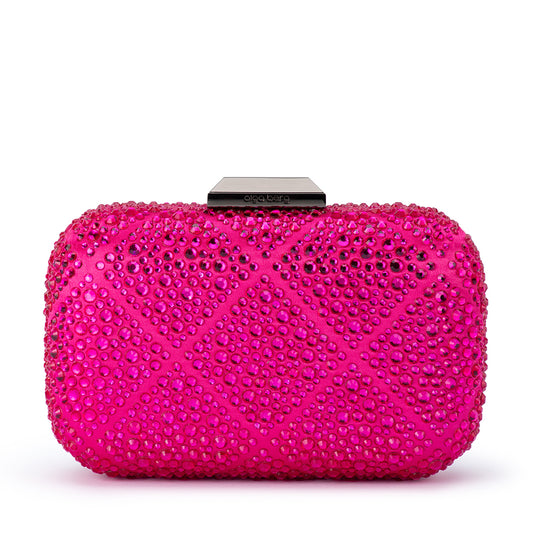 KEREN CRYSTAL HOTFIX CLUTCH - Fuchsia