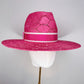 Isadora - Fuchsia honeycomb straw fedora