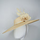 Nature in Bloom-Natural straw asymmetric brim hat with hand-sculpted rose and swirls