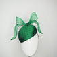 Windswept Miss Emerald -emerald fabric petite tear drop beret with embellished veiling detail and windswept crinoline (Copy)
