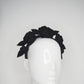 Velvet Rose -Black - Velvet rose vine headband on padded handmade alice band.