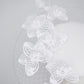 Orchid Whisper Veil Percher - Veiled brim white leather percher with crystoform orchids