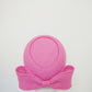 Vintage Barbie - Soft candy pink rounded pillbox with inlay detail and bow.