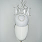Bow & Grace - white and silver lurex Pork pie pillbox with embellihed crystoform bow