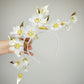 Dancing Diphylleia - Cascading skeleton flowers dancing across a leather wrapped headband