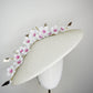 Cherry blossom  - Pale gold and white Coolie Brim with cherry blossom branch and a touch of pink