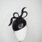 Baby Bow - Wired braid bow on a luxurious black fabric petite teardrop base