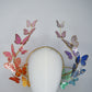 Butterfly Spectrum // 	Rainbow crystoform  butterfly wired headband with gold accents