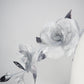 Dewdrops on Roses - Couture wraparound headpiece of sculptural silver roses sparkling with crystal dewdrops.