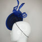 Sapphire Shimmer - Blue floating disc with leather bound crinoline bow and crystal embellsihed veil