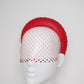Mia - Sparkle  - Red leather 3d Blocked headband with veil and crystals with removable veil headband