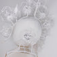 Soie blanche - White silk veil percher with  Crystoform Poppy detial