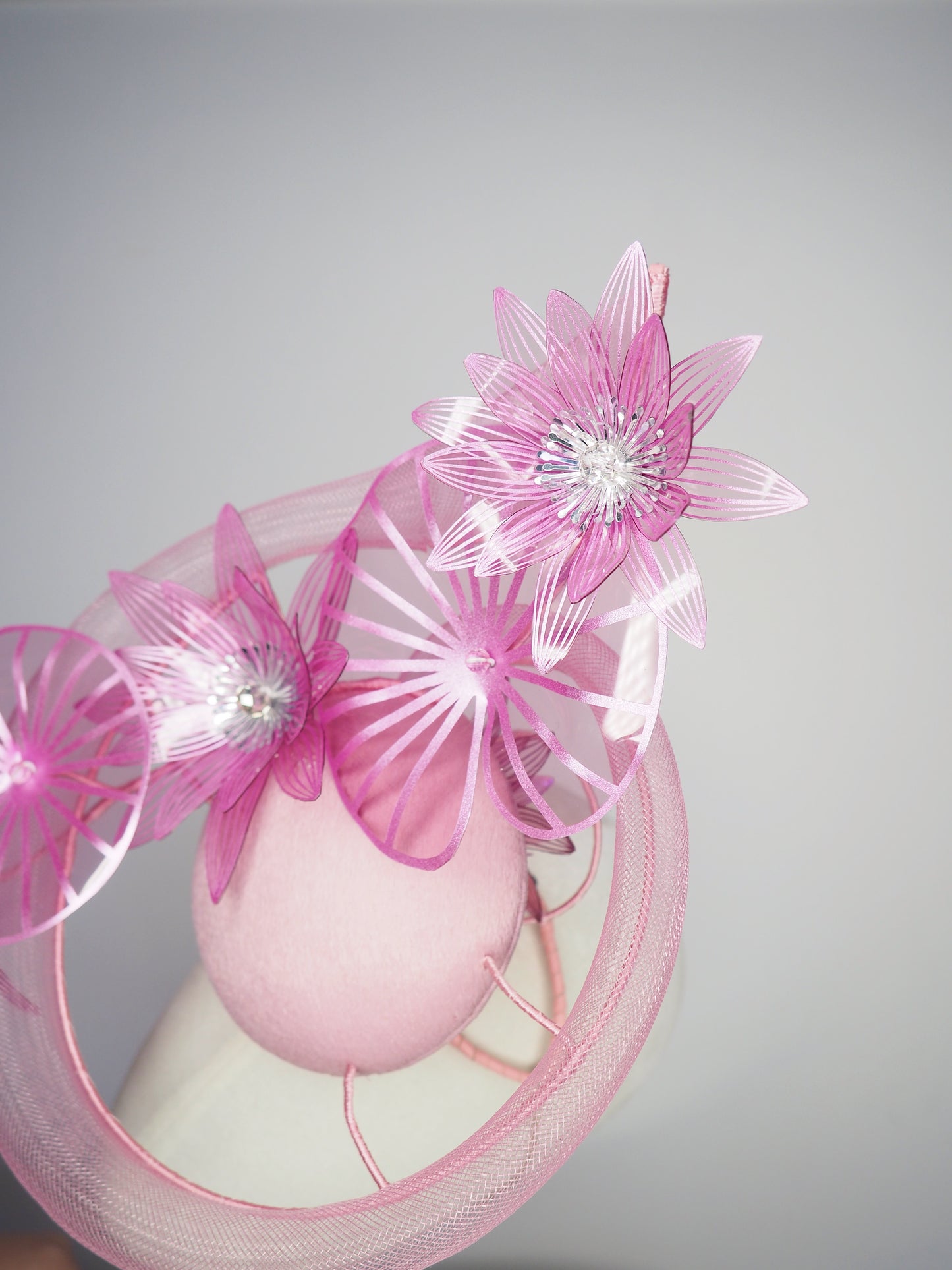 Fleur d'Eau - A delicate vintage straw percher inspired by floating water lilies, finished with sculptural embroidery and silver accents