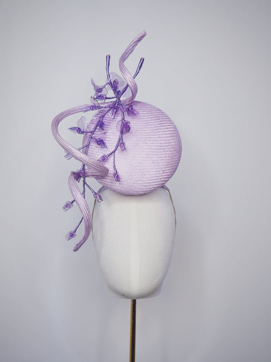 Wispering Wisteria - Lilac parasisal percher with sculpted parissisal swirl and creeping wisteria vines crafted from crystoform