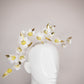 Dancing Diphylleia - Cascading skeleton flowers dancing across a leather wrapped headband