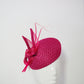 Raspberry Beret - Raspberry pink vintage straw cloth with crinoline and straw knot and quills.