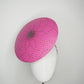 A Little Bit Wicked - Candy pink  crystal encrusted leather disc with flower and wired swirl trim.