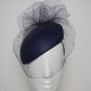 Navy Clouds - Delicate navy leather face-hugger with Diamanté veil